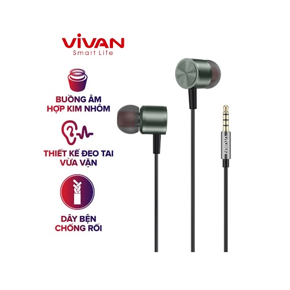 Tai Nghe Nhét Tai Chính Hãng Vivan Q11S Âm Thanh Hd Cổng Kết Nối 3.5Mm