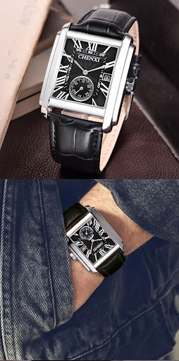 Title 2, Square Quartz Watch Strap Watch for Men. A styl...