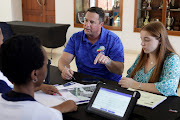 DA leader John Steenhuisen and his daughter Ashleigh Steenhuisen during voter registration at Northwood Boys High School voting station in Durban North. File photo.