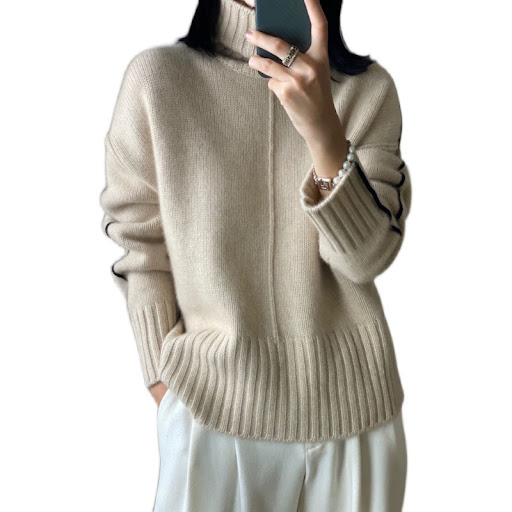 Title 6, Loose Thickened High Collar Sweater Idle Matchi...