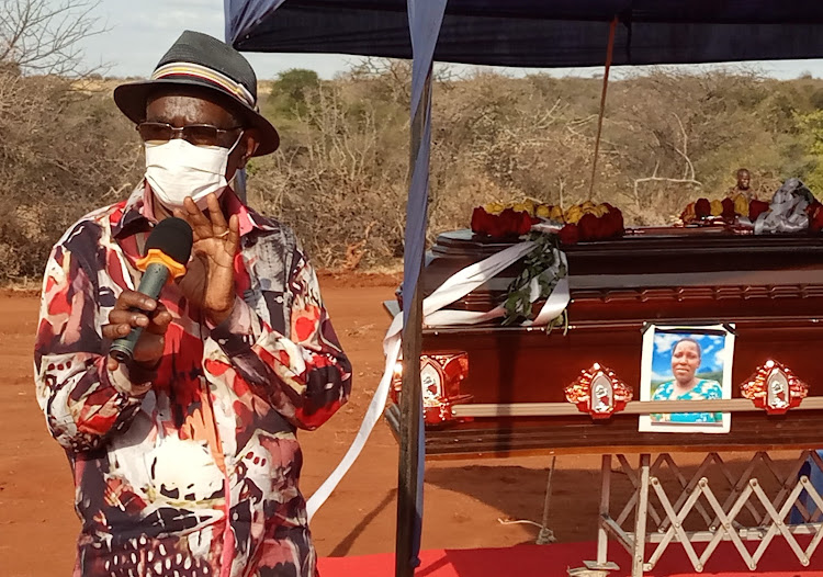 Former Wiper chairman David Musila during the burial of Ruth Syuindo at Musavani village in Tseikuru on Saturday.