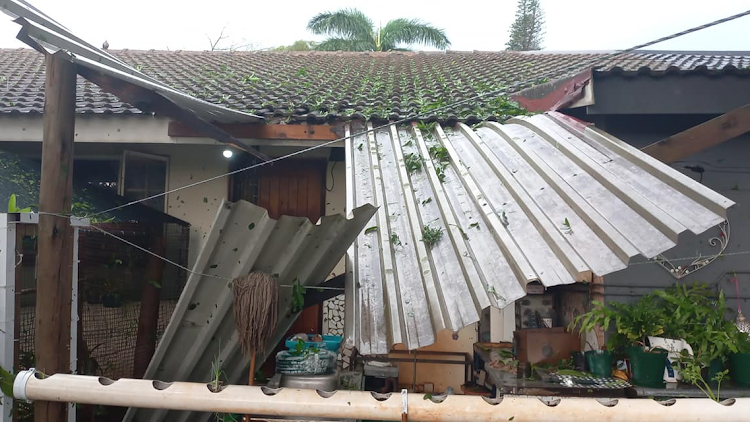 A home hit by the severe storm that struck many parts of northern KwaZulu-Natal on Monday.