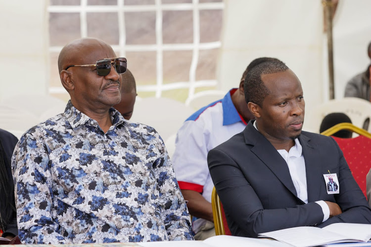 Mbooni MP Erastus Kivasu and EACC Spokesperson Eric Ngumbi (right) during the burial service .Mbooni MP Erastus Kivasu during the burial service on April 21, 2023