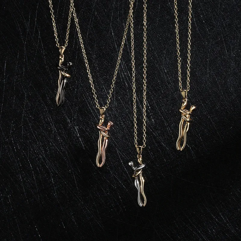 Speciale design paar omhelzing hanger ketting. Een romantisch cadeau voor koppels dat liefde en verbinding symboliseert. Perfect cadeau.
