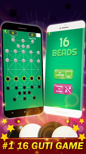 Sholo Guti Gold-Bead 16 with Tic Tac Toe  more