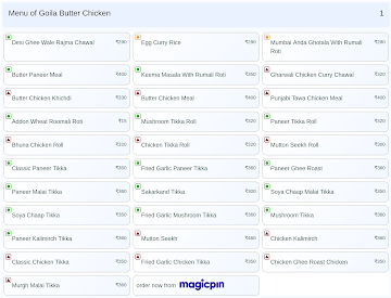 Goila Butter Chicken menu 