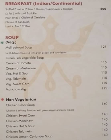 The Majestic menu 