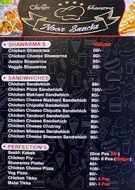 Noor Snacks menu 1