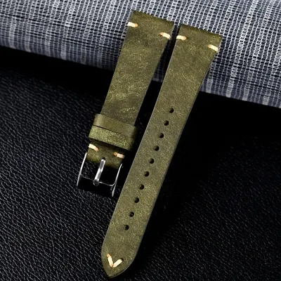 Pulseira de couro nobuck artesanal para relógios. Macia, durável e elegante. Desfrute do conforto e sofisticação desta pulseira premium.