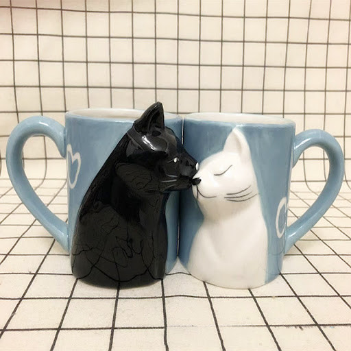 Title 5, Three-dimensional Cat Couple Ceramic Mug Black ...