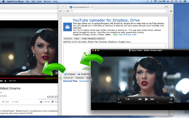 Screenshot of Video Uploader for Dropbox, Drive