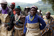 People from the Sengwer community protest over their eviction from their ancestral lands, Embobut Forest, by the government for forest conservation in western Kenya on April 19 2016. 