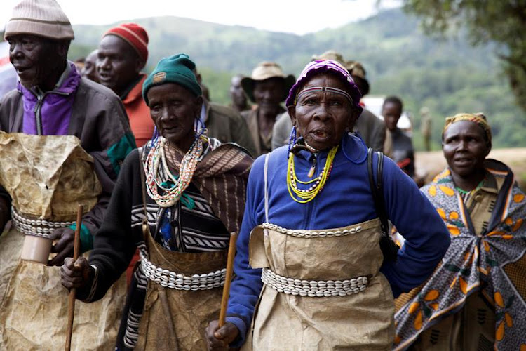 People from the Sengwer community protest over their eviction from their ancestral lands, Embobut Forest, by the government for forest conservation in western Kenya on April 19 2016.