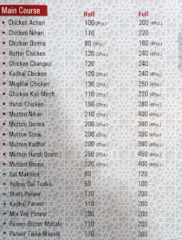 Al-Akbar Restaurant menu 