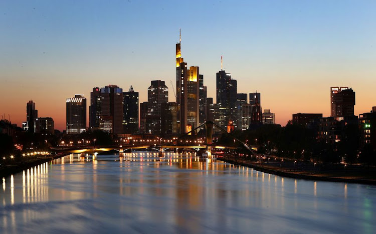 The skyline with the financial district is photographed during sunset in Frankfurt, Germany, April 22 2020. Picture: REUTERS/KAI PFAFFENBACH