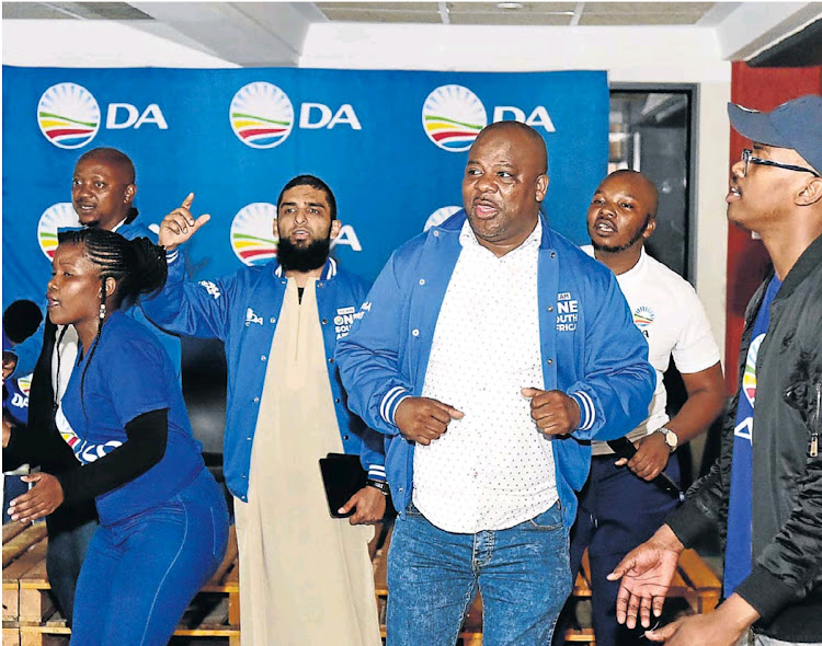 The DA’s Nqaba Bhanga, centre, will lead a picket outside the Buffalo Metro mayor's office on Wednesday