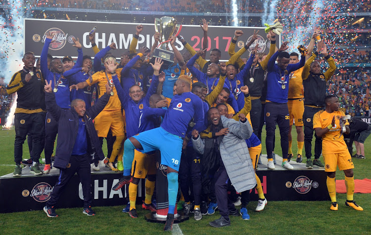 Kaizer Chiefs players celebrate after winning the 2017 Carling Black Label Cup.