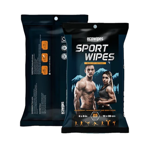 5 Gói Khăn ướt thể thao Sport Wipes 25 tờ EcoWipes