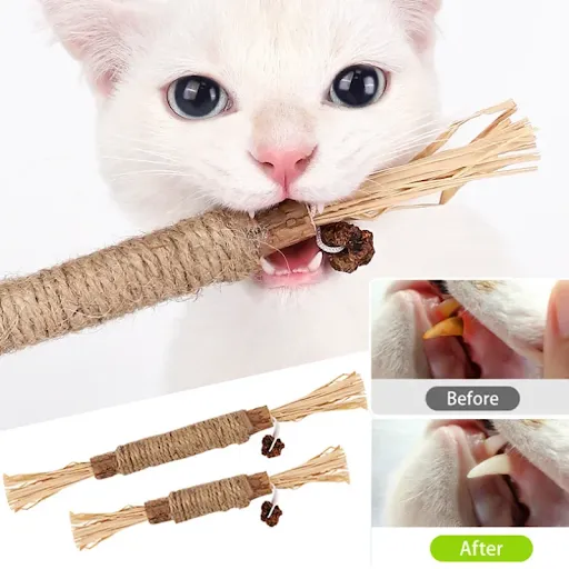 1 Pc Cat Toys Silvervine Chew Stick Polygonum Kitty Raffia Grass Pet Supplies Cleaning Teeth Stick Pet Bite Cat Toy Hemp