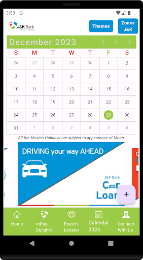 Screenshot J&K Bank eCalendar