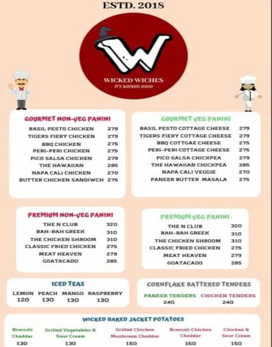 Wicked Wiches menu 