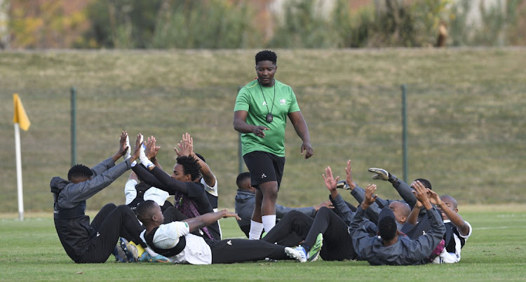 Bafana Bafana players go through their paces at Princess Magogo Stadium in Kwa Mashu yesterday ahead of tonight's Cosafa Cup quaterfinal against Mozambique.