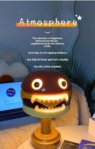 Title 2, Cartoon Cute Funny Hamburger Table Lamp Creativ...