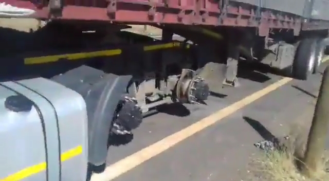 A screengrab of the video circulating on social media. Truck driver Johan Steyn, 46, said he was heartsore when he saw what had happened to his truck while he was sleeping inside.