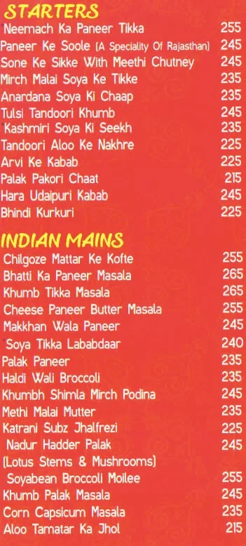 Udaipuri menu 