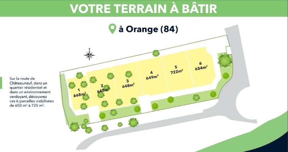 Vente terrain  648 m² à Orange (84100), 139 900 €