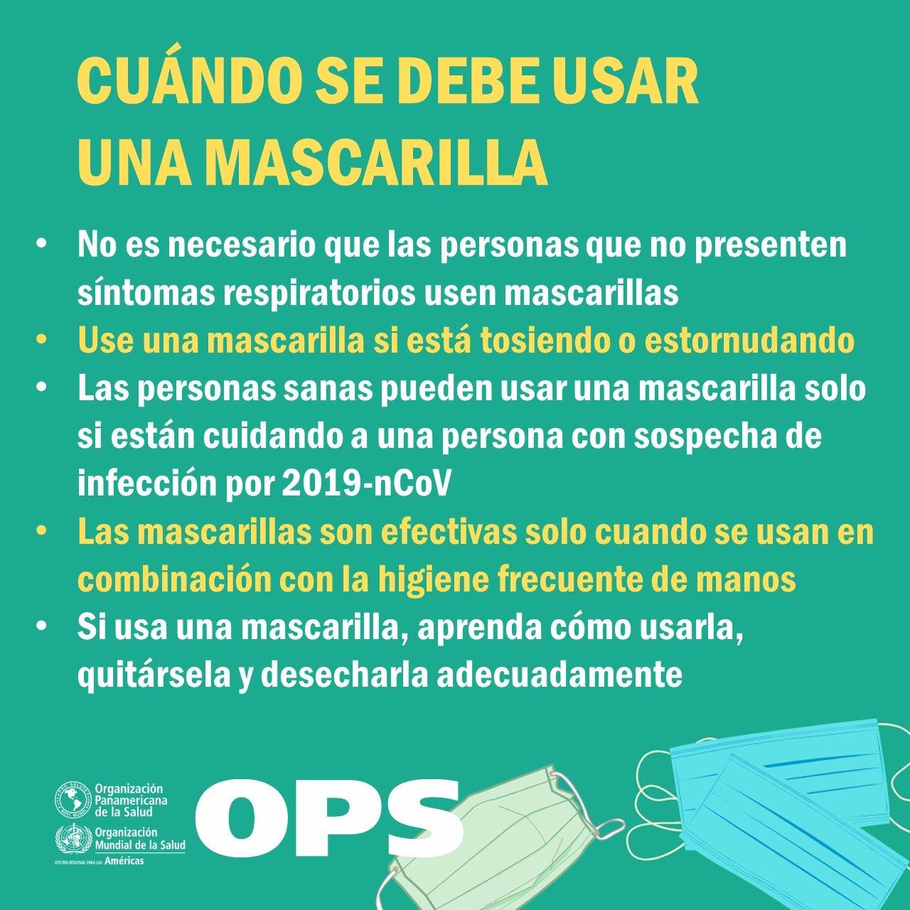 Explicacion de cuándo usar las mascarillas (epis)