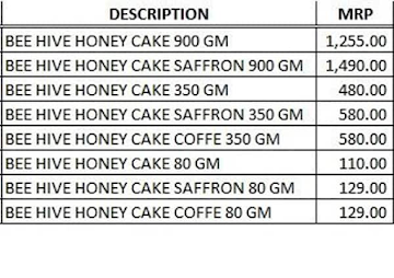 Bee Hive menu 