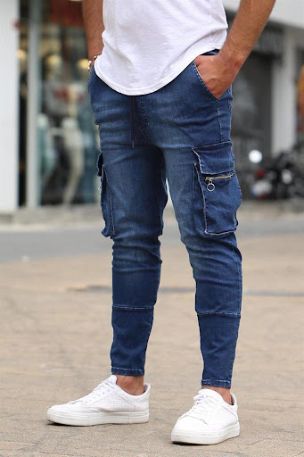 Title 5, Mens multi-pocket zipper embellished stretch j...