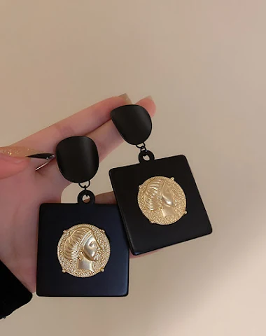 Boucles d'oreilles rétro géométriqu - 0