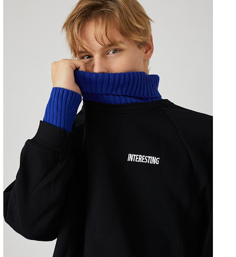 Title 6, High neck simple loose sweater