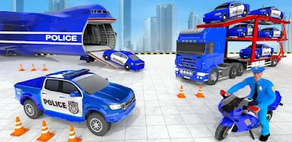 US Police Car Transport Truck: Police Vehicle Transporter Games