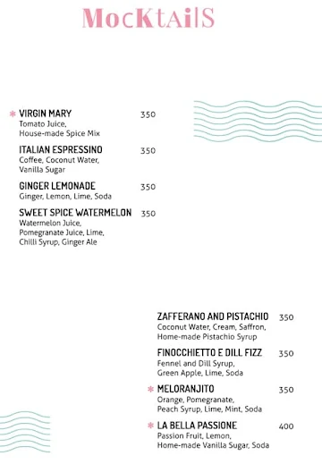 CinCin menu 