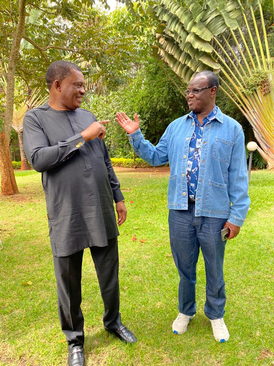 Speaker Justin Muturi in a tete a tete with Meru Governor Kiraitu Murungi, May 2021.