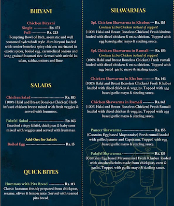 Istah - Shawarma & Biryani menu 