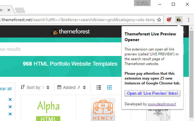 ThemeForest Live Preview Opener Preview image 1