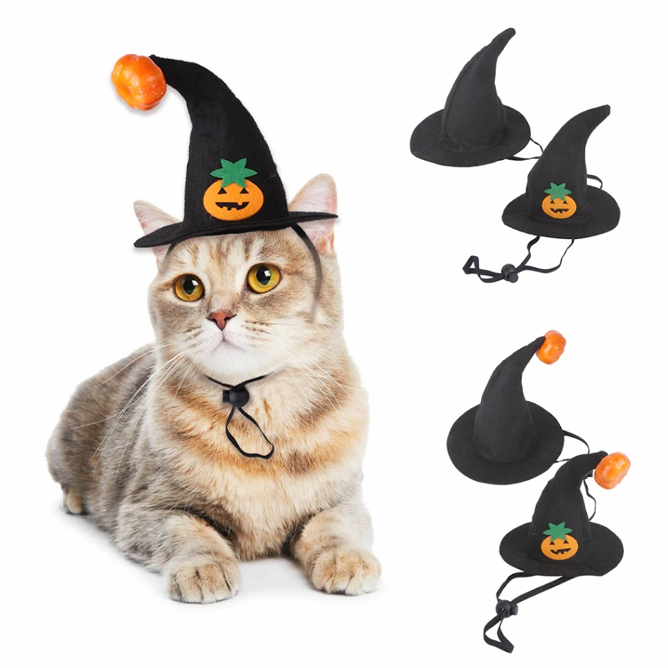 Cappello di Halloween per gatti zucca Copricapo festivo per animali domestici Costume carino e divertente Ideale per foto e eventi speciali