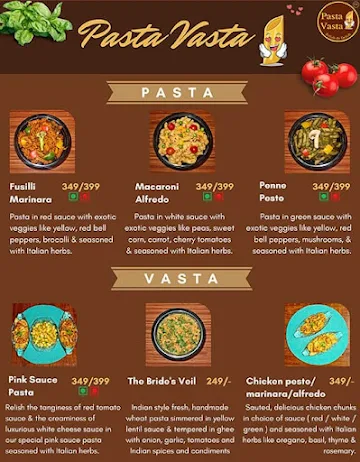 Pasta Vasta menu 