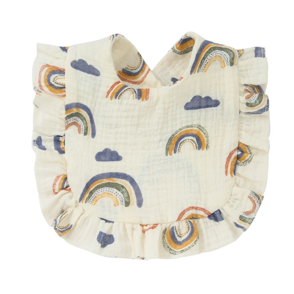 Bavoir en dentelle 100% coton imprimé pour enfants Protège les vêtements de bébé avec style et confort pendant les repas et les jeux pour une protection idéale