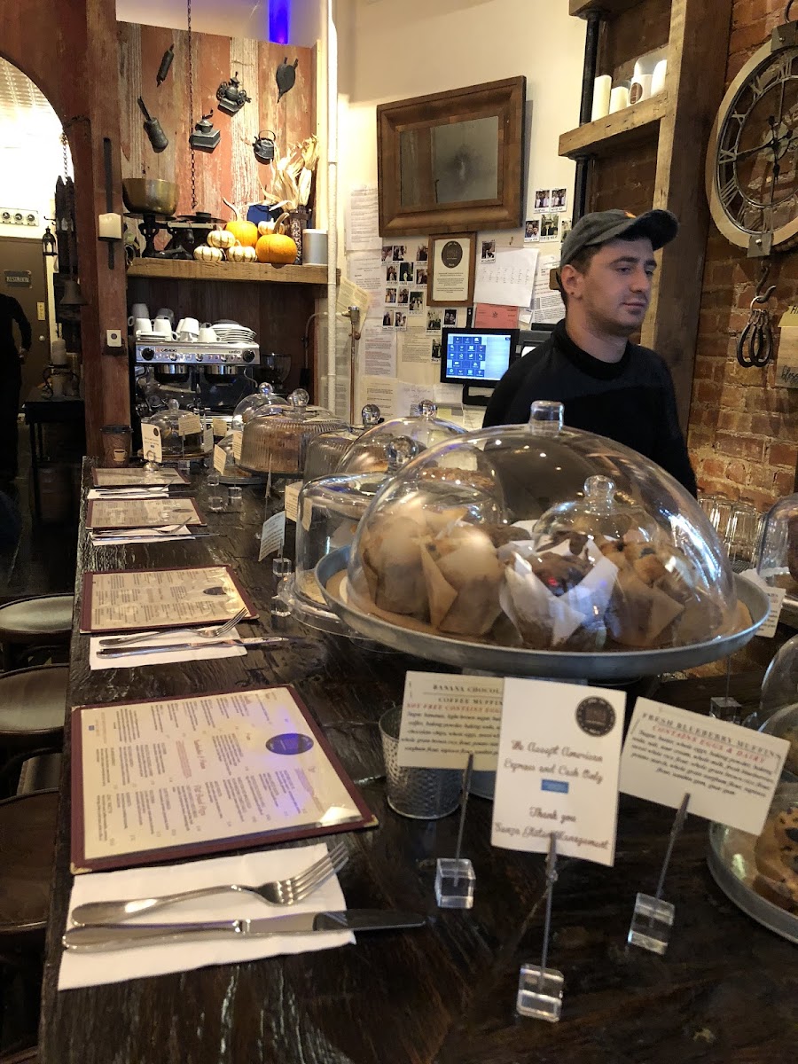 Lots of different cakes, muffins, and pastries. All are clearly labeled with ANY allergens, though the entire bakery is dedicated gluten free.