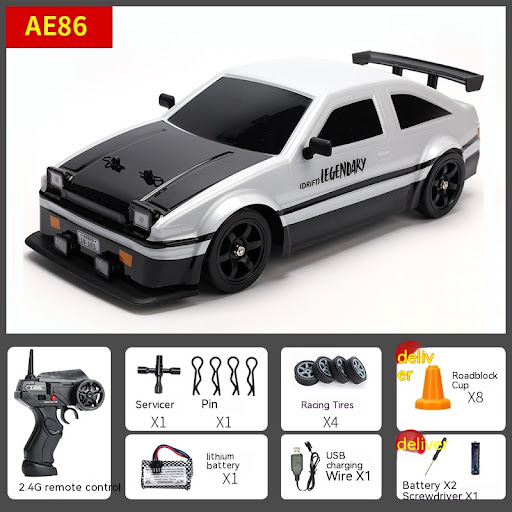 Title 1, RC Remote Control Car AE86 Four-wheel Drive Hig...