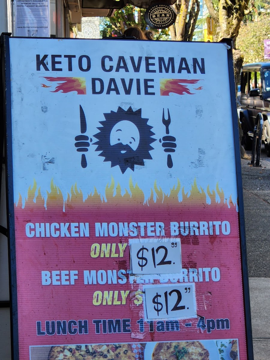 Keto Caveman Davie (All Halal) gluten-free menu