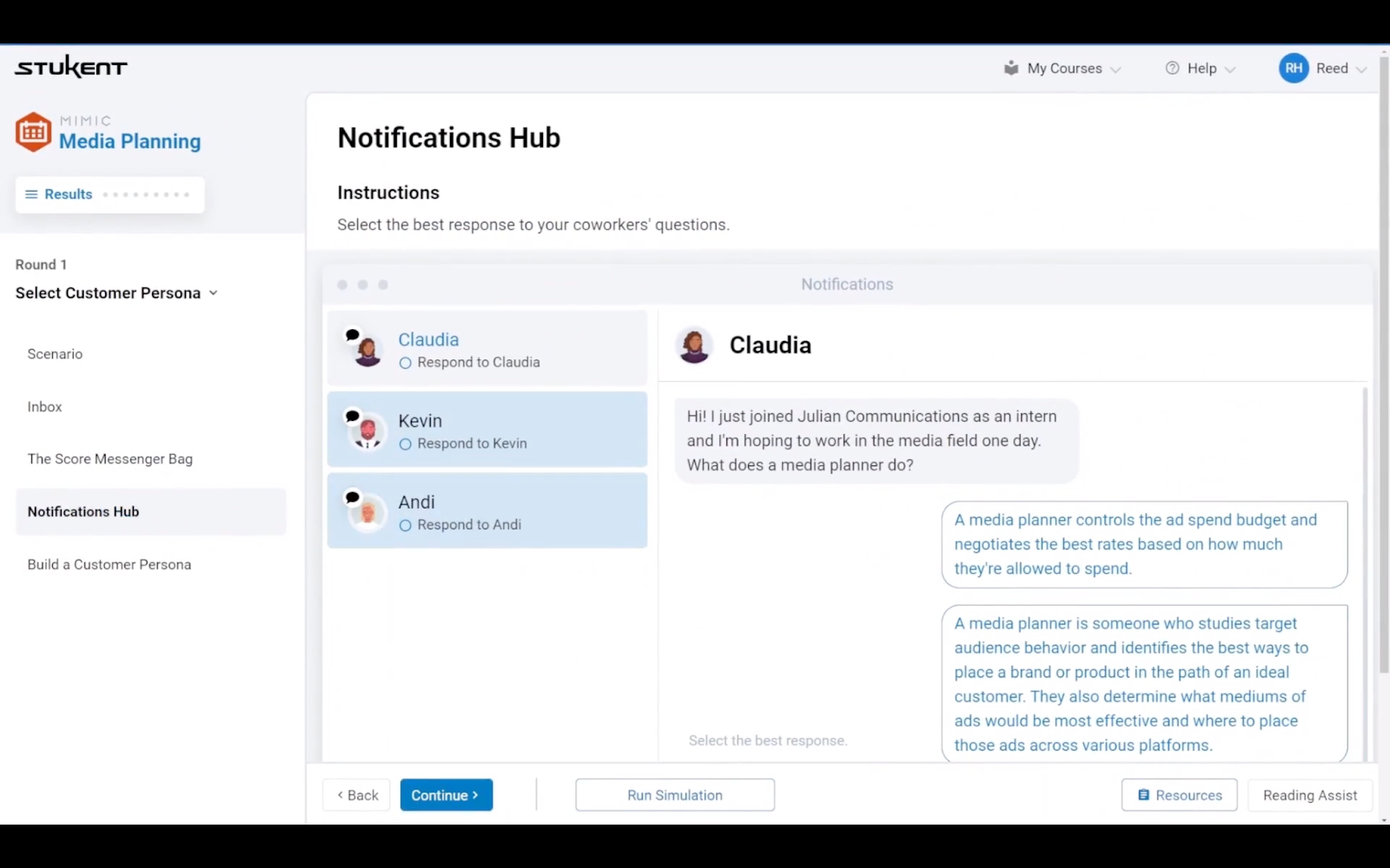 image of the notification hub feature in Mimic Media Planning