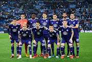 Real Valladolid CF line up for a team photo prior to the during the Liga match between Real Sociedad and Real Valladolid CF at Estadio Anoeta on February 28, 2020 in San Sebastian, Spain.