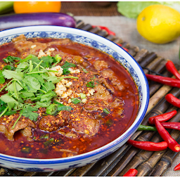 ** 水煮牛肉 Braised Tender Beef with Veggie & Roasted Chili