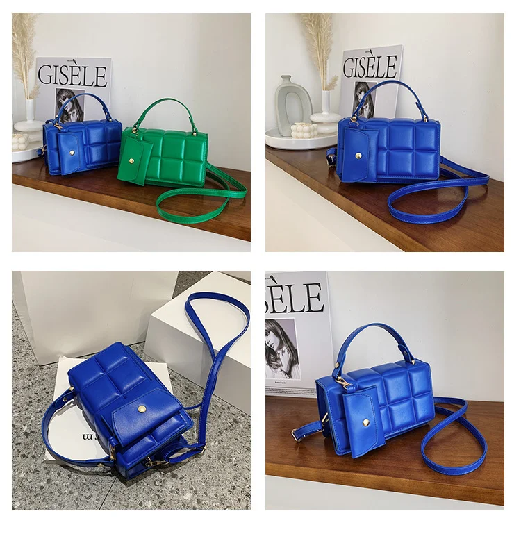 Effen gekleurde, eenvoudige en modieuze handtas met ruitpatroon. Stijlvol en elegant design, perfect voor dagelijks gebruik en diverse gelegenheden.